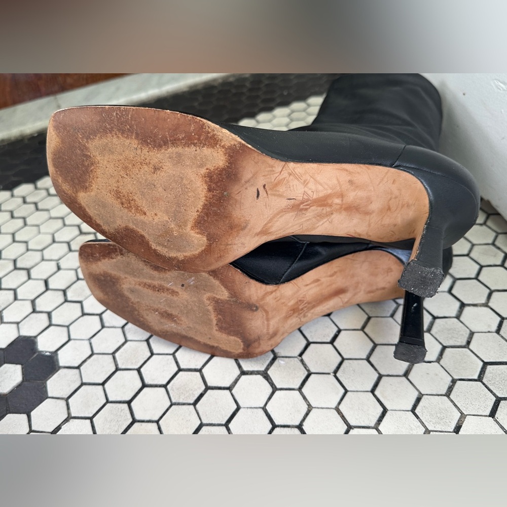 Black heel square toe booties - image 6